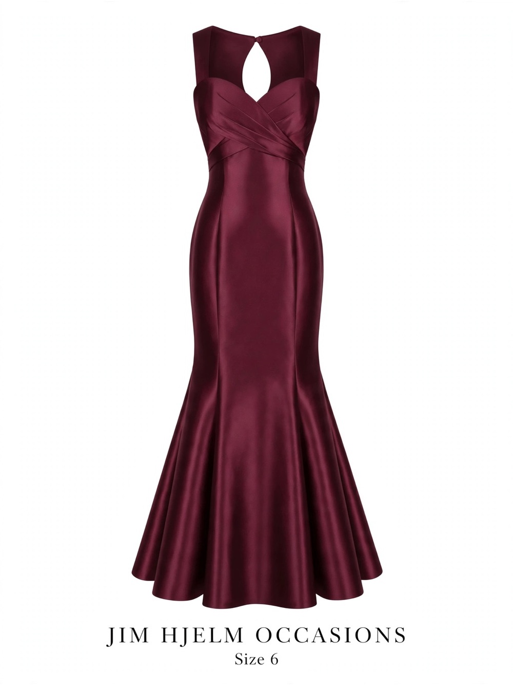 Jim Hjelm Occasions Burgundy Satin Mermaid Gown